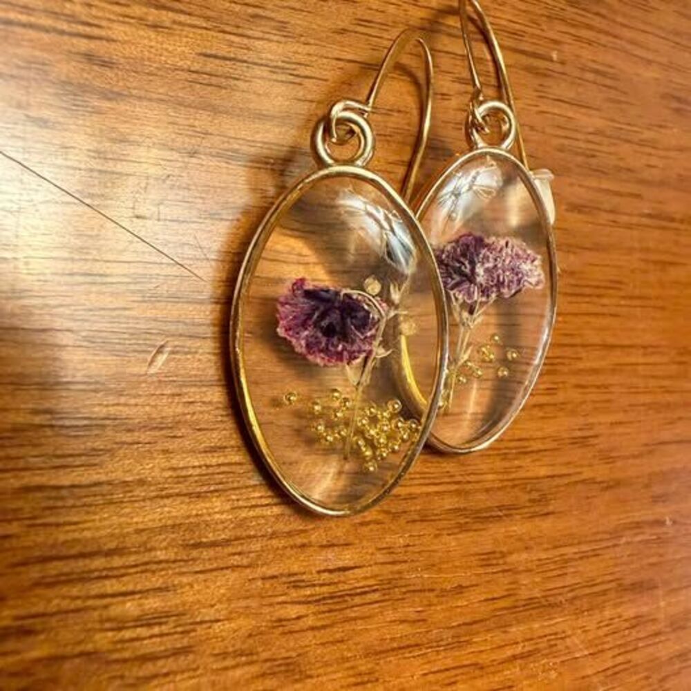 Handmade Pressed Flower Resin Earrings